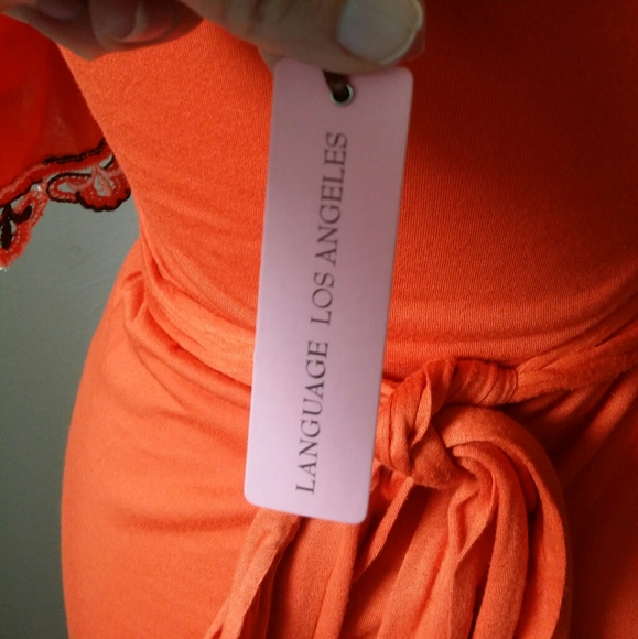 Nwt~Language L. A. Orange Embroidered Waist tunic - Picture 6 of 9